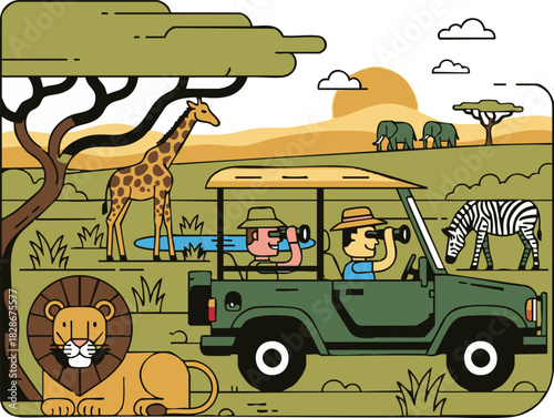 african savanna wildlife safari cartoon