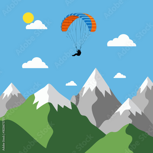 paragliding adventure over sunny mountain peaks