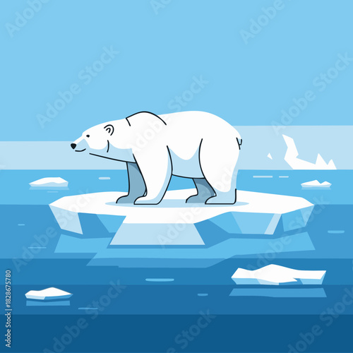 polar bear on arctic iceberg vector illustration