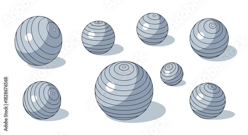 Stacked spheres in shades of gray with shadows