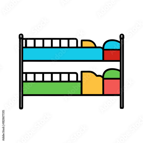 Simple vibrant bunk bed icon, perfect for children's bedrooms
