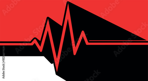 Heartbeat pulse line with red triangle shape