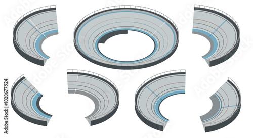 Circular stadium segments with transparent background