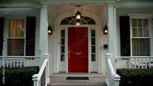 entrance to the village house with yard and garden 