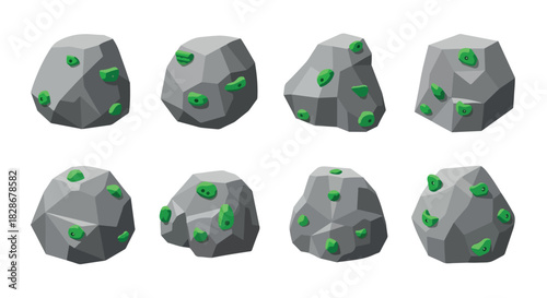 Rock climbing holds set with transparent background