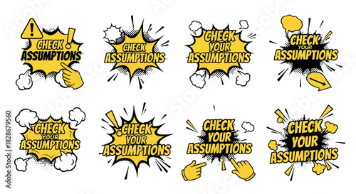 Check your assumptions speech bubbles with hand gestures