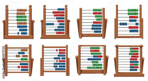 Antique abacus collection for education and calculation