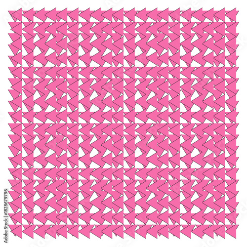 The image displays a seamless geometric pattern composed of small, interlinking pink triangles
