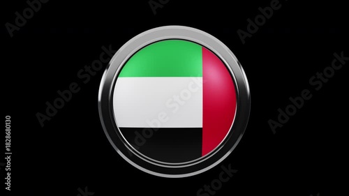 Waving flag of UAE United Arab emirates flag waving in the wind. National flag of UAE . Sign of dubai seamless loop animation.