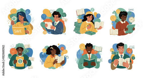 People studying finance and money management concepts