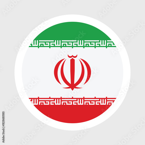Iran Flag Icon – Green White Red with Emblem and Kufic Script