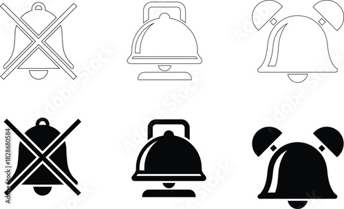 Notification Bell Vector Icons – Alarm Alert and Silent Mode Symbols