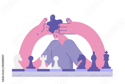 Playing chess and brain activity concept