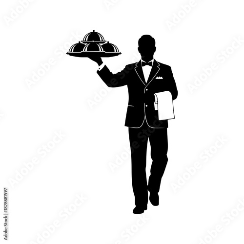 silhouette of a waiter delivering food