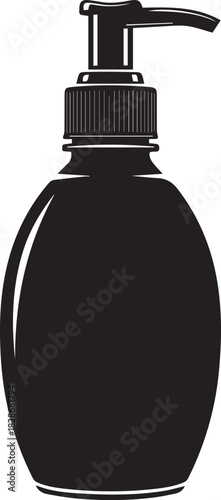 Liquid soap dispenser in black and white for hygiene and cleaning