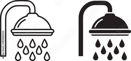 Simple shower head icon and graphic element illustration in bathroom