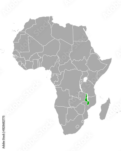 Karte von Malawi in Afrika
