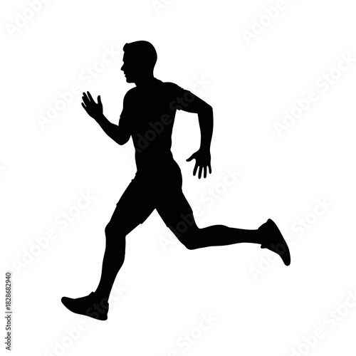 silhouette of a man jogging against a white background