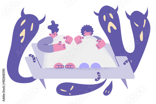 Children nightmares and feeling afraid concept