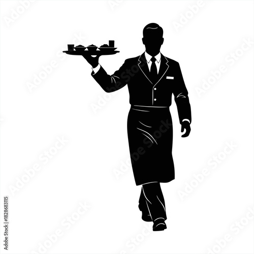 silhouette of a waiter delivering food