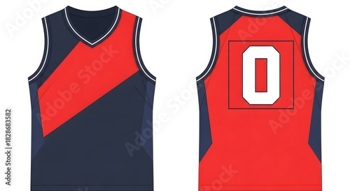 Vector Mockup of Australian Rules Football AFL Guernsey Front and Back View with Number 0