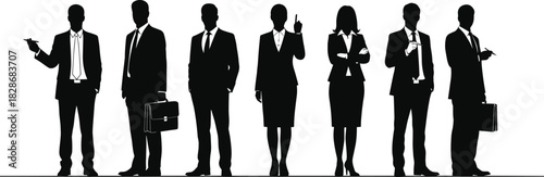 Business professional silhouettes, corporate teamwork, office collaboration, leadership concept, executive staff standing, formal attire, company 