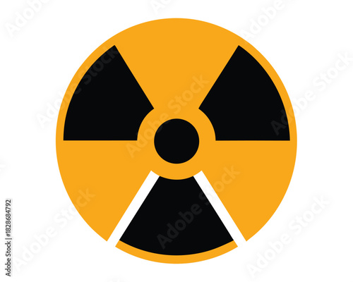 Radioactive symbol in orange and black for science education and safety guidelines in research