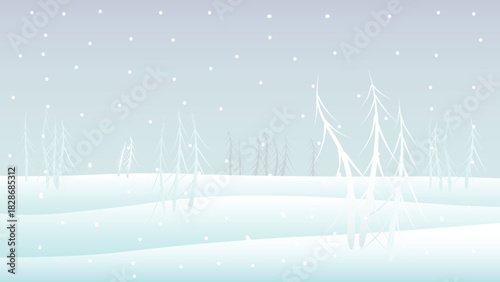 Christmas winter landscape background snow falling illustration background vector