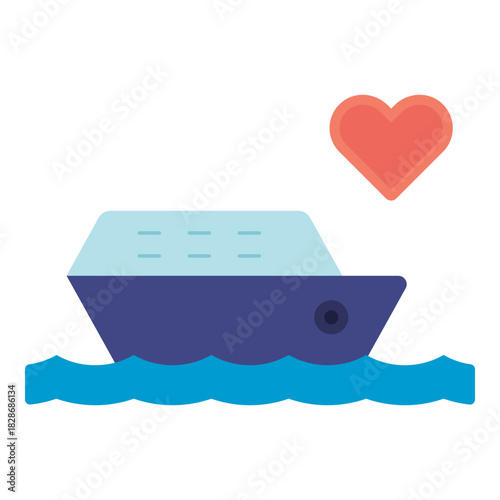 honeymoon on a cruise ship flat icon