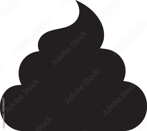Simple black silhouette of a stylized pile of poop or excrement isolated on a white background