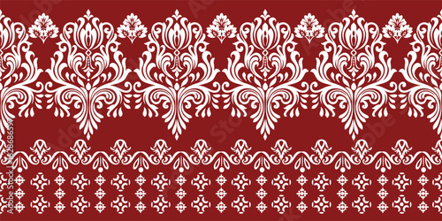 floral pattern vintage ethnic modern embroidery flower motif branches leaves wallpaper seamless background border.	
