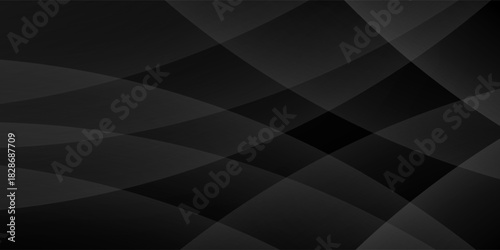 Dark black background abstract 3D geometric with wave effect decoration. Vector illustration