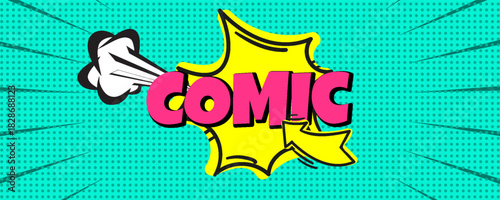 Comic pop art cloud bubble. Funny speech bubble. Trendy Colorful retro vintage background in pop art retro comic style.