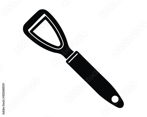 Black and white potato peeler silhouette minimalist kitchen utensil illustration image