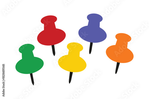 Colorful Push Pins Vector Illustration