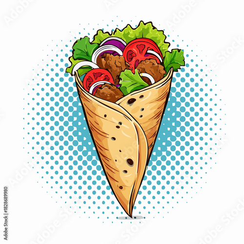 gefüllter Wrap - Cartoon Comic Stil