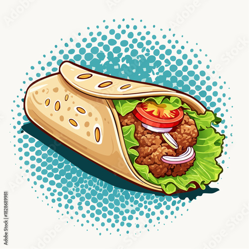 gefüllter Wrap - Cartoon Comic Stil