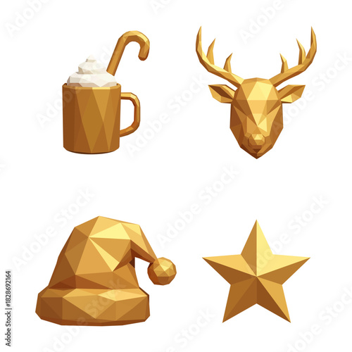 Golden Geometric Christmas Icons