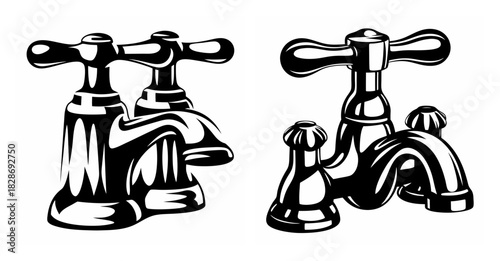 Vintage bathroom sink faucets set classic chrome fixtures for home renovation and plumbing projects