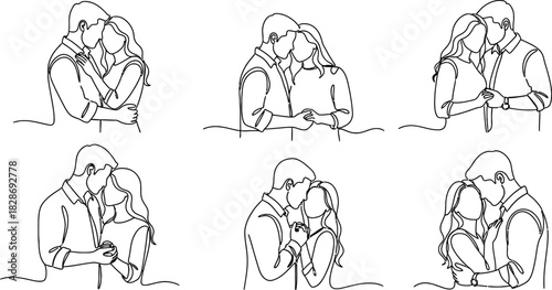 Minimalist couple line art illustration for valentine s day wedding or anniversary design projects