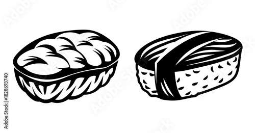 Two delicious sushi pieces with rice and fish a classic japanese cuisine offering diverse flavors and textures