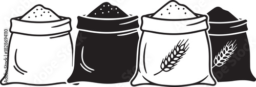 Sacks of Grain with Wheat Symbolizing Harvest and Agricultural Products