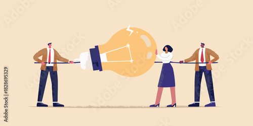 Business people collaborating to bring a bright idea to life together