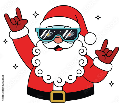 Santa claus rocks christmas with intergalactic sunglasses and festive cheer for holiday celebrations
