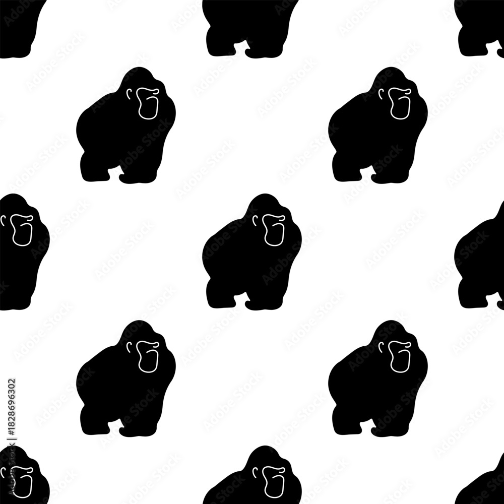 Fototapeta premium gorilla seamless pattern isolated on transparent background.