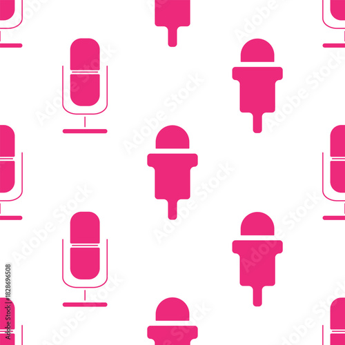 microphone seamless pattern isolated on transparent background.