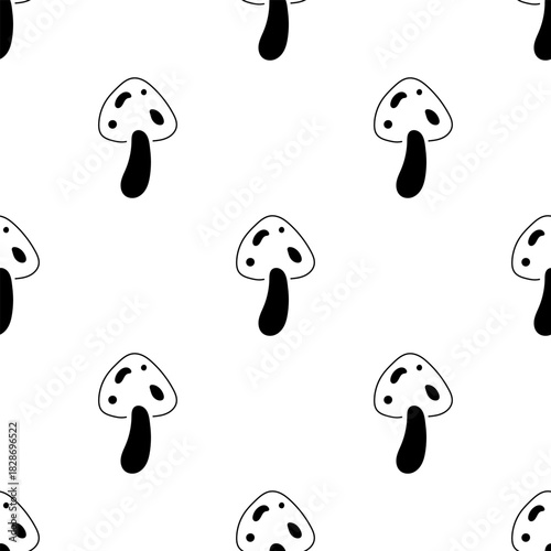 mushroom seamless pattern isolated on transparent background.