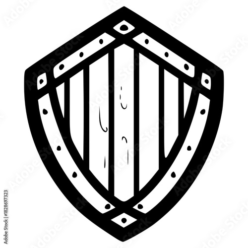 doodle wooden shield illustration hand drawn outline vector