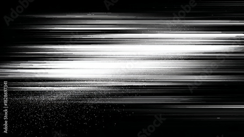Abstract digital data glitch effect with horizontal white lines motion blur Vector, illustration