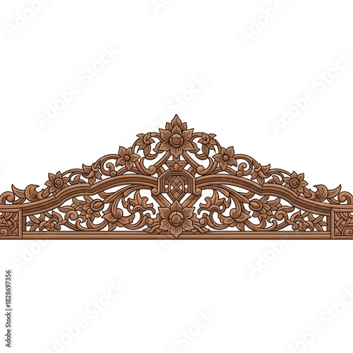 Intricate Carved Floral Ornament Pattern with brown wooden textured appearance